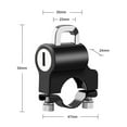 thumbnail image 4 of Black Metal Helmet Lock for Mini Bikes, Electric Scooters & Motorcycles - 22-24mm Installation Diameter, Includes 2 Keys, Fixing Clip, Screws, Wrench & Reminder Rope - Compact 47x24x55mm Anti-Theft, 4 of 6