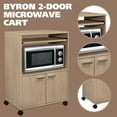 thumbnail image 3 of SSyao Microwave Cabinet with Storage and Upper Pull Out Shelf - 2 Door Cabinet Kitchen Storage Cart - Laminate Wood Kitchen Cart with Lockable Castors Wheels - Beech, 3 of 7