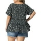thumbnail image 3 of Blusa de mujer plus size Agnes Orinda, estilo boho, con flores, escote en V, mangas con volantes, blusas tipo babydoll en capas, 3X negra, 3 of 6
