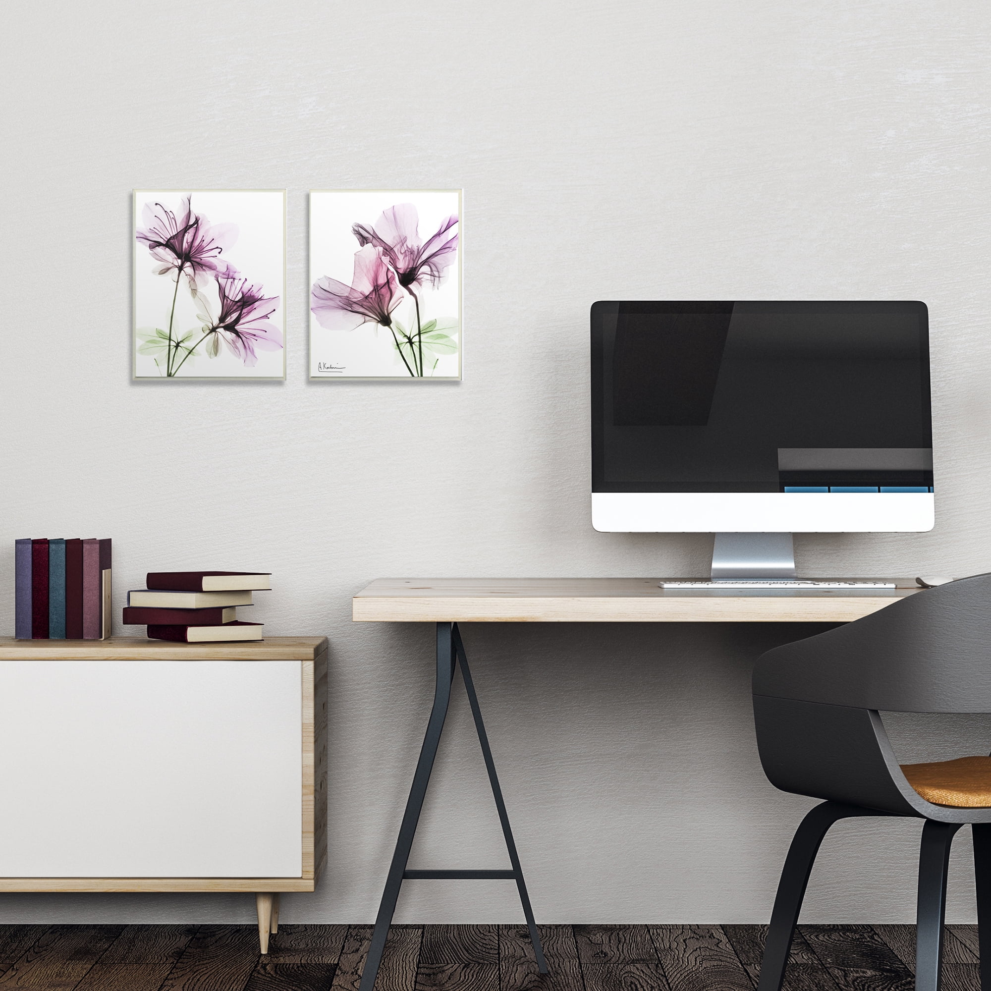 Stupell Industries Purple Flower Bloom Design Photography Gray Framed Art Print Wall Art Set of 2, 11x14, by Albert Koetsier