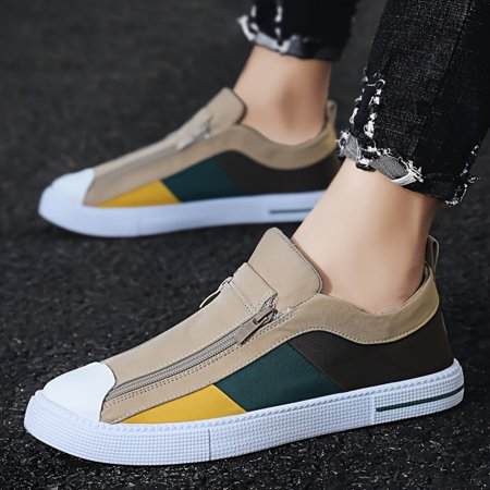 

Men s Canvas Zipper Slip On Shoes Flat