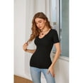 thumbnail image 2 of Vafful Womens Short Sleeve T Shirts Tops V Neck Summer Short Sleeve Sexy Shirts Casual Slim Fitted Short Sleeve T Shirts for Women Summer Basic Top Tees T-Shirt for Women Black, 2 of 9