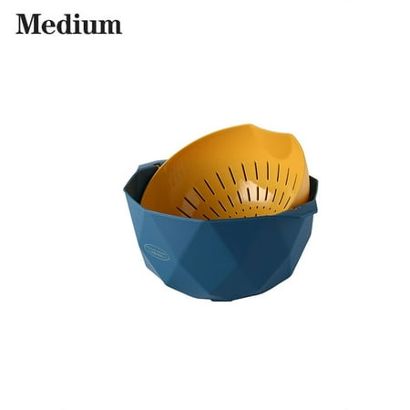 

Multifunctional Draining Basket Rotating Hollow Sub with Handles Double Layer Cleaning Fruit Vegetable Rice New