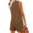 thumbnail image 4 of QAFOPEH Women Solid Color Waffle Scoop Neck With Pockets Short Jumpsuit, 4 of 4