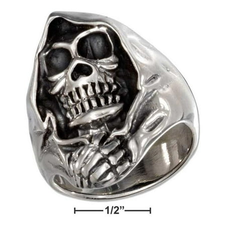 Plum Island Silver SR-3031-10 Sterling Silver Mens Hooded Skull Ring - Size 10