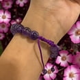 thumbnail image 4 of Genuine Amethyst Crystal Bracelet 10mm with Adjustable Strings, 4 of 4