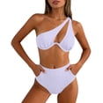 thumbnail image 3 of Roncen Sexy Brazilian Thong High Cut Bikini Sets for Women One Shoulder Cutout Swimsuits 2 Pieces, 3 of 9