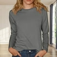 thumbnail image 2 of yunLCZ Basic T Shirts Women Shirt Short Sleeve Crew Neck Summer Soft Long TshirtsTee Tops Blouse Office Shirts Grey XL, 2 of 4