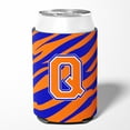 thumbnail image 2 of Letter Q Initial Tiger Stripe - Blue Orange  Can or Bottle Hugger, 2 of 5