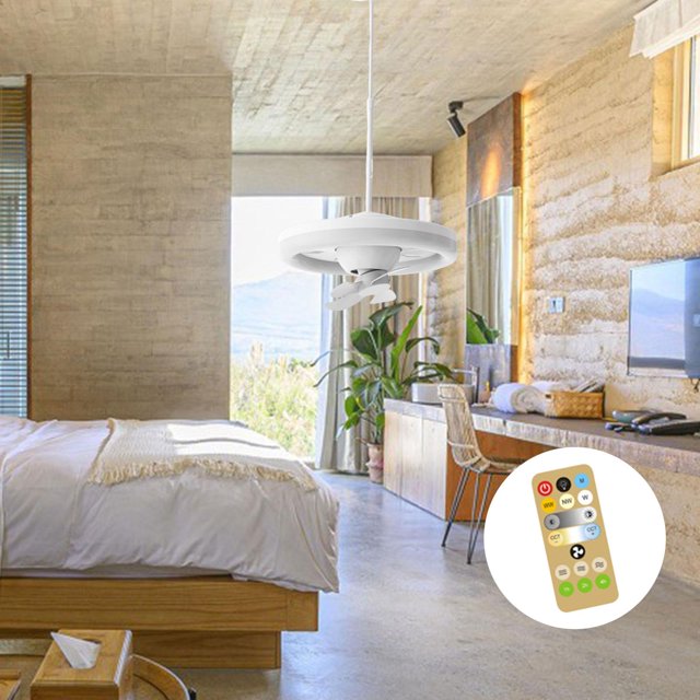 Luz de ventilador de techo Ventilador de techo con luz Velocidades de viento ajustables Lámpara de ventilador de iluminación de techo moderna E27 para 60W con Varilla de 0.5m Salvador Ventiladores de techo con luces