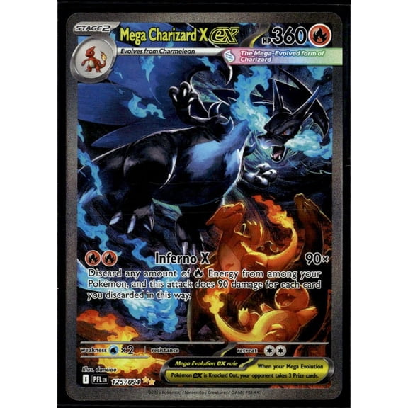 Collectible 2025 Pokemon Mega Charizard X EX Phantasmal Flames Holo Secret Rare SAR #125/94 English Trading Card