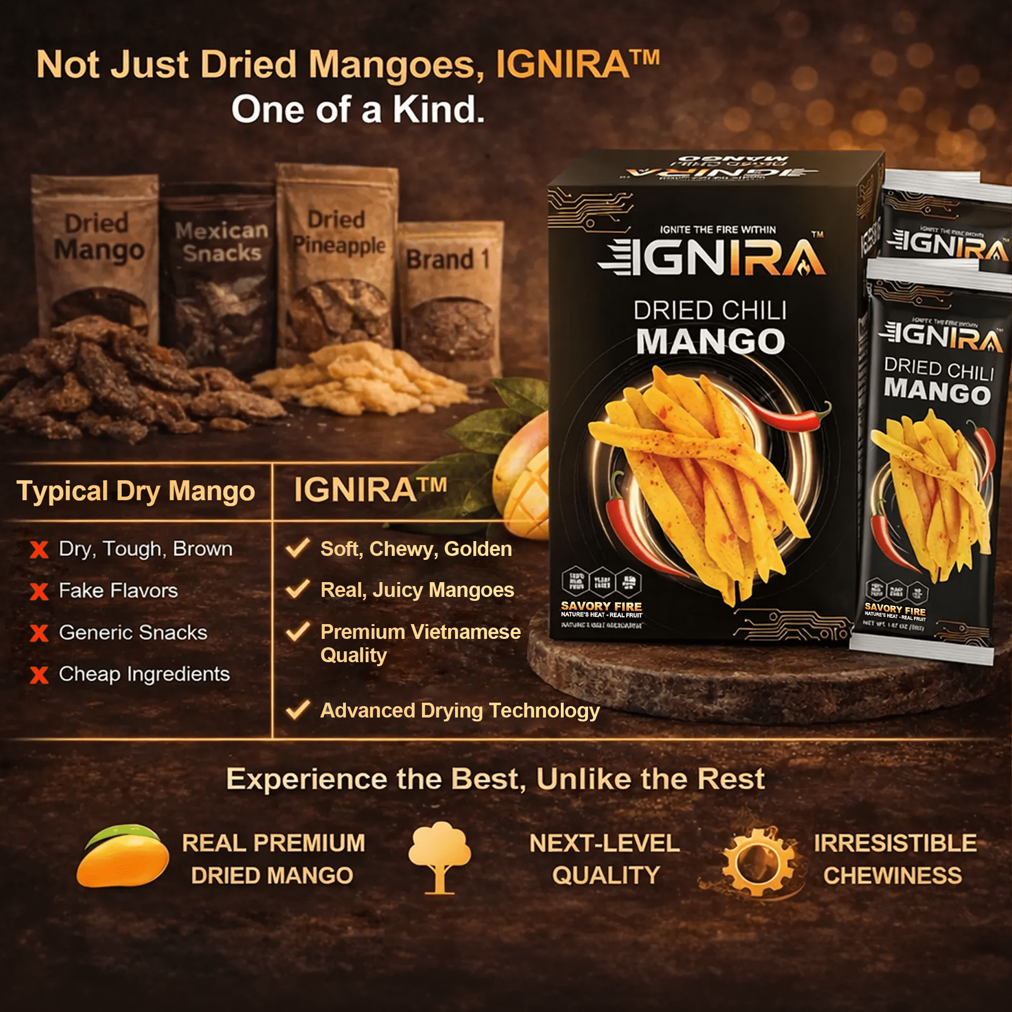 (3 pack) IGNIRA Spicy Dried Mango with Chili