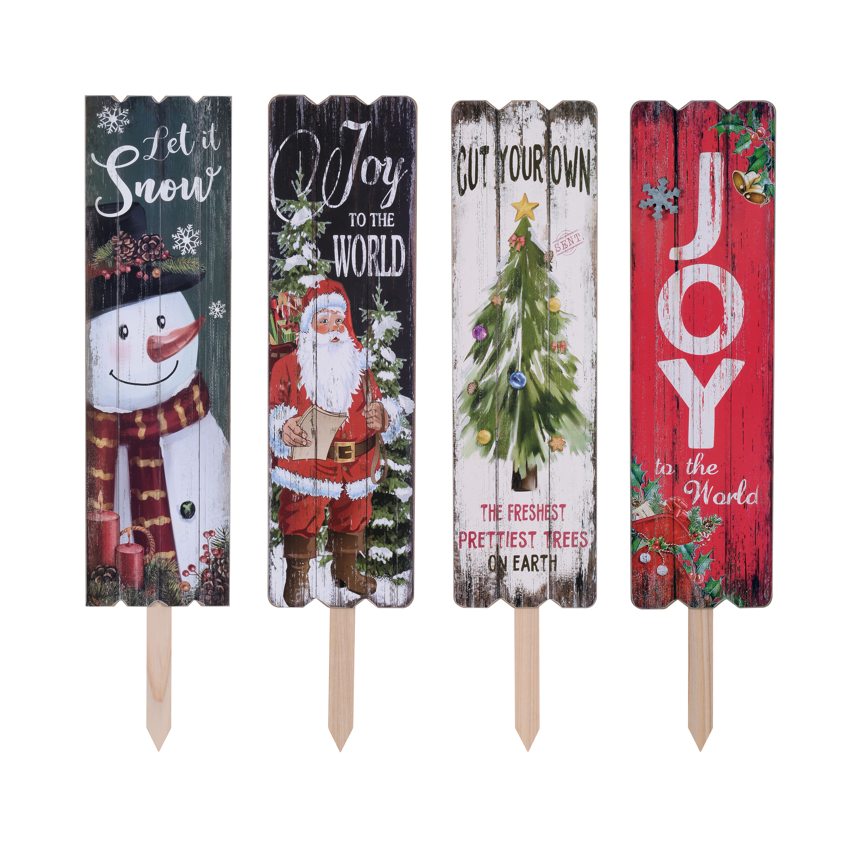 Holiday Time Multicolor Wood Slat Christmas Yard Decorative Stakes (4 Pack) - Walmart.com 