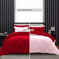 thumbnail image 3 of D.N.G. BEDDINGS 3 Piece Luxury Reversible Diamond Pattern Comforter Set Premium Super Soft, All Season 800 TC, 100% Egyptian Cotton King/California King Size Light Pink-Red Color, 3 of 7
