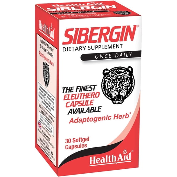 HealthAid Sibergin, Siberian Eleuthero (Eleutherococcus senticosus), Helps Support Energy, Stamina & Stress Response,*  30 Softgel Capsules