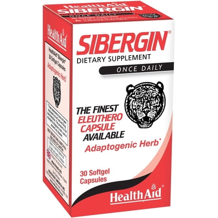HealthAid Sibergin, Siberian Eleuthero (Eleutherococcus senticosus), Helps Support Energy, Stamina & Stress Response,* 30 Softgel Capsules