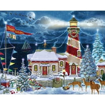 Christmas Lighthouse Jigsaw Puzzle 1000 Piece by Vermont Christmas Company