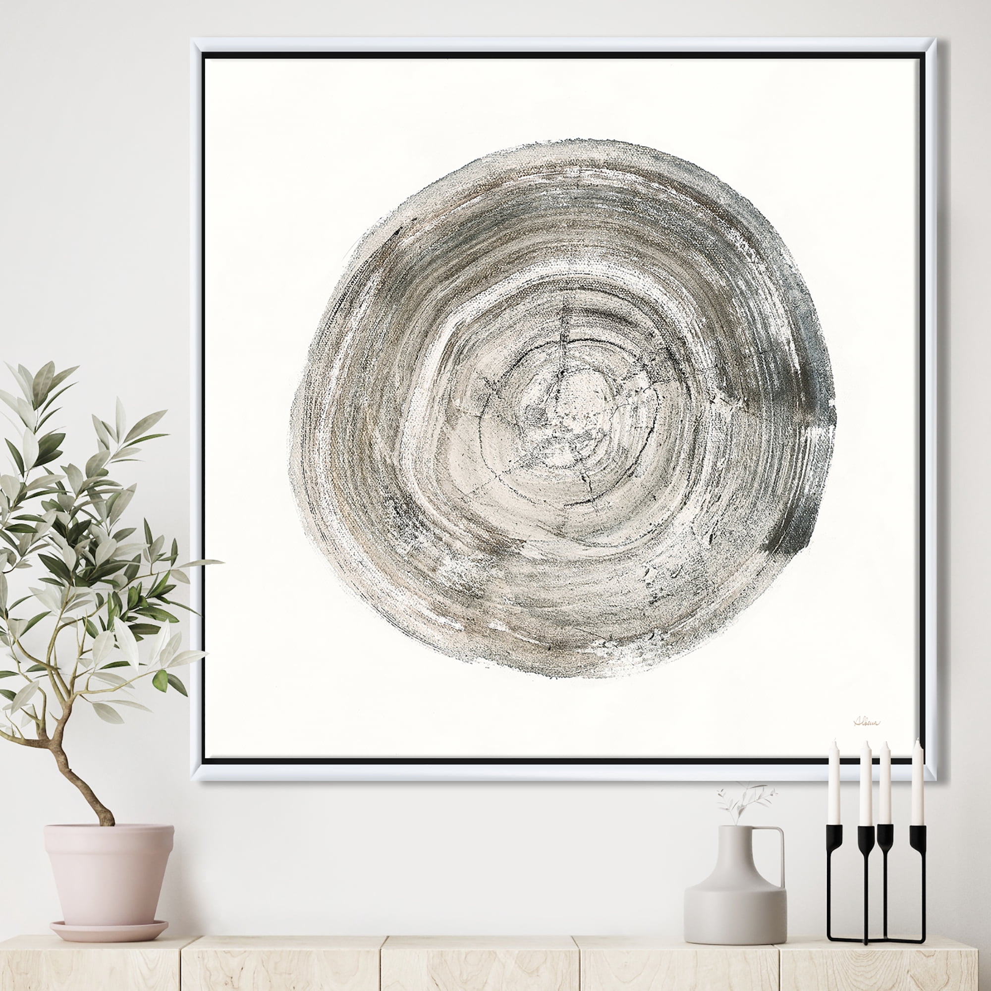 Designart ' Circle natural elements IV ' Farmhouse Framed Canvas