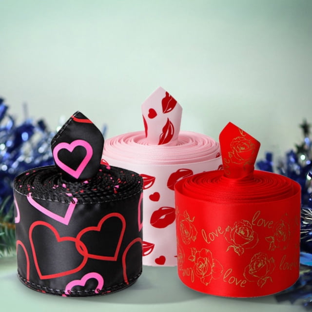 Love Printing Yarn Silk Gift Wrapping Rope Valentine's Day Red Ribbon