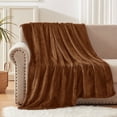 thumbnail image 3 of Exclusivo Mezcla Large Flannel Fleece Velvet Plush Throw Blanket - 50" x 70" (Brown), 3 of 7