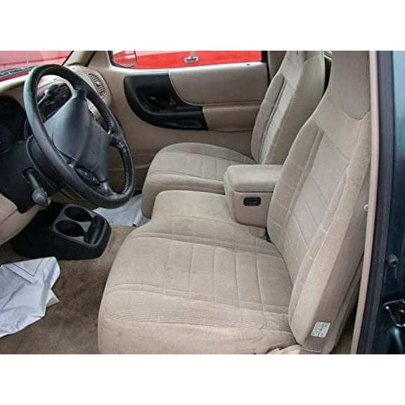 F159 1991-1997 Ford Ranger and Explorer High Back 60/40 Split Bench with Opening Console in Tan Twill