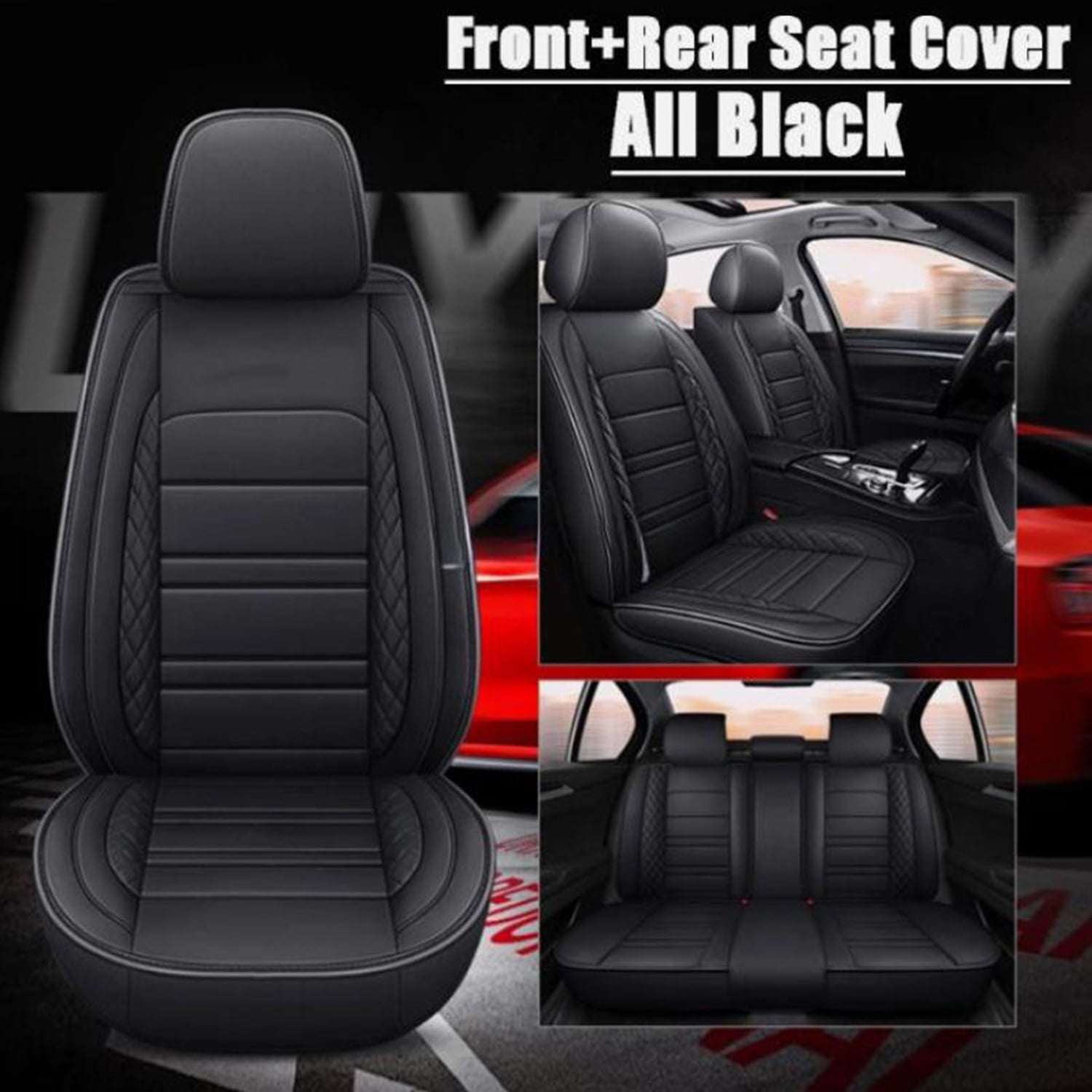 Car Seat Covers Fit for Honda HR-V 2016-2025 Only Front 2 Row 5 Seat Breathable Leather Seat Protector with Airbag Compatible Automotive 5 Seat Cushions Cover with Beautiful Patterns (Black)
