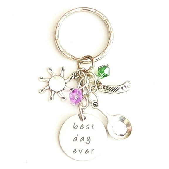 Hanalea Island Jewelry Co. Best Day Ever Rapunzel Accessories Silver Charm Keychain Gift for a Courageous Princess | Merchandise for Women