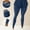 Navy Blue, variant on PISONIC Sports Long Pants with Color Block Design and Built-in Pockets, High Waist Butt-Lifting Fitness Yoga Leggings for Cycling, Gym, Running