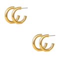 thumbnail image 4 of Transemion Women Earrings Exquisite Jewelry Adornment Rounded Ladies Piercing Ear Hoops Ears Studs Fashion Decor Accessory Golden 2Set, 4 of 6
