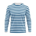 thumbnail image 3 of Chandail à Manches Longues pour Hommes, Col Rond à Imprimé Rayé, Haut Athlétique Décontracté, Vert Militaire L, 3 of 6