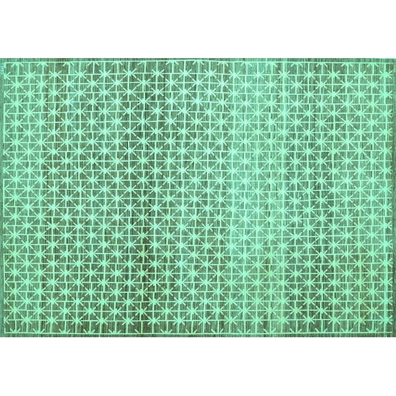 Ahgly Company Indoor Rectangle Abstract Turquoise Blue Contemporary Area Rugs, 7' x 9'