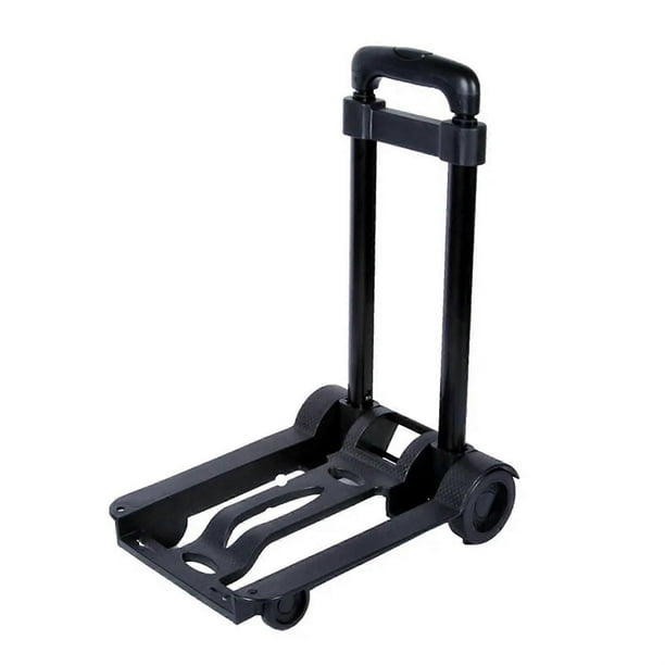 Foldable Handcart Foldable Trolley Black Small and Light Telescopic Wagon Backpack Luggage Travel Moving Shopping (Black 02)