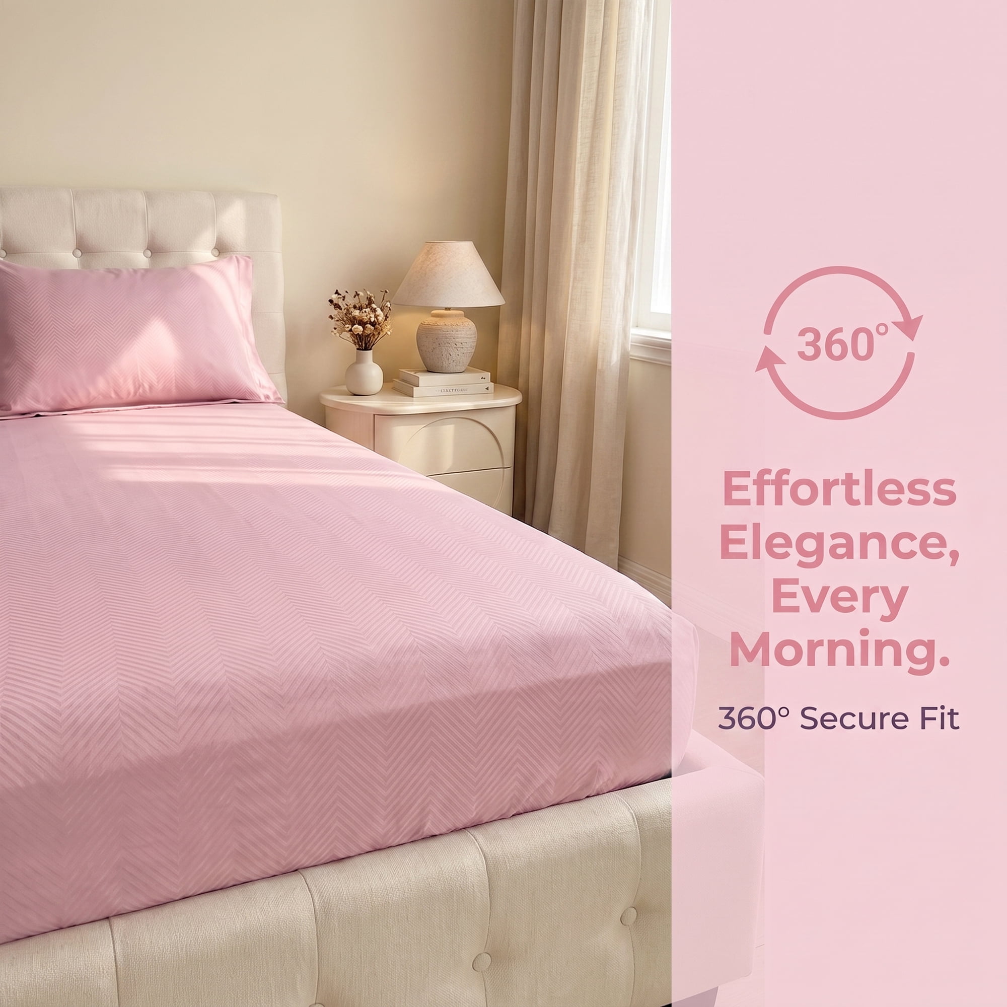 Unique Bargains Fitted Sheet Polyester Ripple Bed Sheets for Sleep Deep Pink 54.3"x74.8"