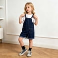 thumbnail image 6 of ZHOGXU Kids Children Girls Denim Overalls With Adjustable Straps Comfortable Lightweight Shorts With Pockets For Everyday Wear,Dark Blue,8-9 Years, 6 of 6