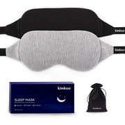Kimkoo Sleep Mask-Eye Mask for Sleeping, Sleeping Mask Blocking Out Light Perfectly for Women and Men, Soft and Comfortable Blindfold for Travelling, with Pouch (Black+Gray)