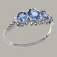 thumbnail image 2 of LBG British Made Real Solid 9k White Gold Natural Sapphire Womens Anniversary Ring - 33 size options - Size 6.25, 2 of 6