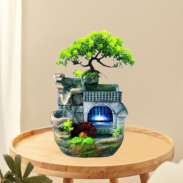 Fuente de agua de mesa con luz de colores perfecl 110 V para decoración de escritorio