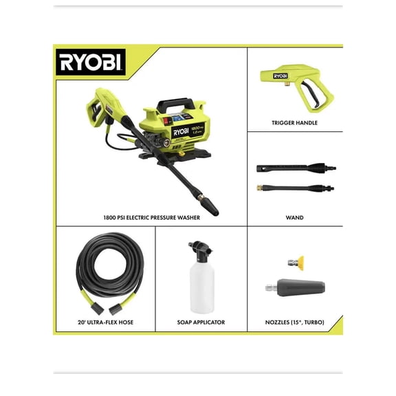 RYOBI 1800 PSI 1.2 GPM Cold Water Corded Electric Pressure Washer