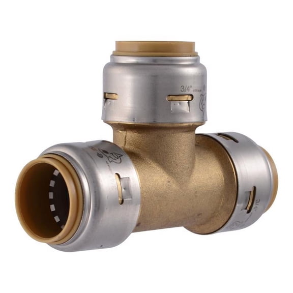 SharkBite Brass Tee Push Fitting - Easy Installation - 3/4 In.
