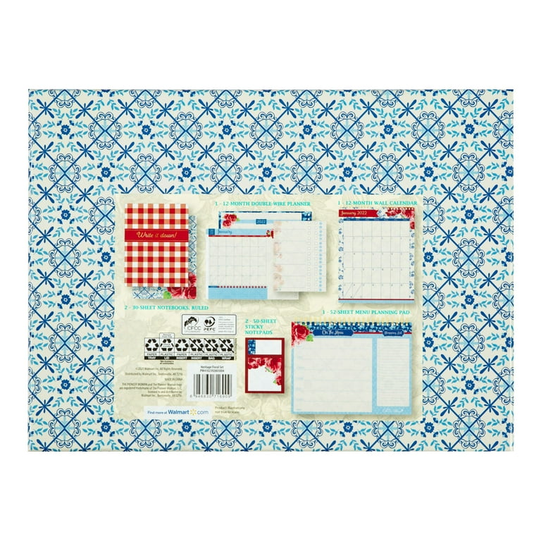 The Pioneer Woman Heritage Floral 7-Piece Weekly Planner, January  2022-December 2022 