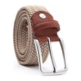 thumbnail image 2 of Minnieouse Cinturón trenzado Mujeres Hombres Pantalones Cintura Ropa decorativa Cintura Banda Casual Holeless Pin Hebilla Correa de nylon Transpirable Cinturones Beige Minnieouse  AP012253-03, 2 of 6