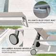 thumbnail image 4 of 3PCS Patio Chaise Lounge Chair Sets with Side Table, Textilene Reclining Chair w/ Adjustable Backrest, 2 Wheels and Aluminum Frame, Outdoor Recliners for Poolside Beach Balcony (Khaki), 4 of 6