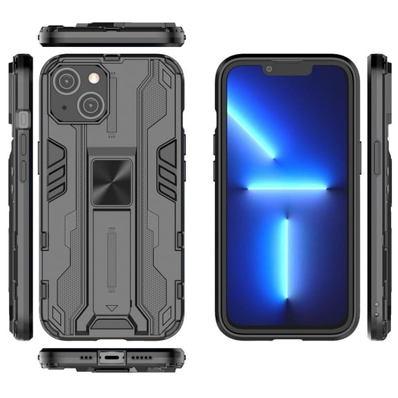 SaniMore for iPhone 14 6.1" 2022 Case with Hidden Bracket, Manetic Car Mount Hybird Heavy Duty Protective Tri-layer Shockproof Drop-proof Cover  For iPhone 14 6.1" 2022, Black