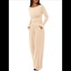 thumbnail image 3 of Conjuntos de Dos Piezas para Mujer: Camiseta Asimétrica de Larga, Pantalones Anchos y Chándal Informal. Crema XL, 3 of 8