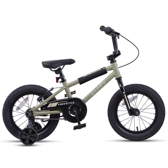 Glengo 14 Inch Kids Bike BMX Style Bicycle with Training Wheels Coaster Brake,Army Green
