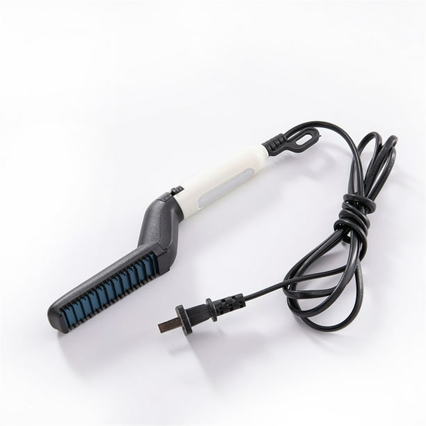Bewildely Cepillo de pelo portátil para hombres, alisador de barba, Mini rizador, cepillo de pelo, salón de estilismo multifuncional, herramientas de Electrodomésticos enchufe de EE. UU. Bewildely HA022514-02B