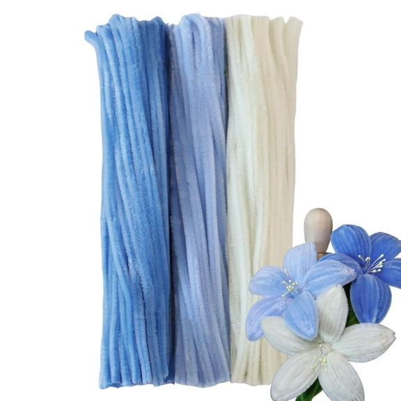 ABCISI 300pcs Pipe Cleaners Bulk -Blue and White Series, Fluffy Craft Pipe Cleaners for Arts & Crafts, Ideal for Making Flowers, Animals & Decorations (12 x 0.26 inches)