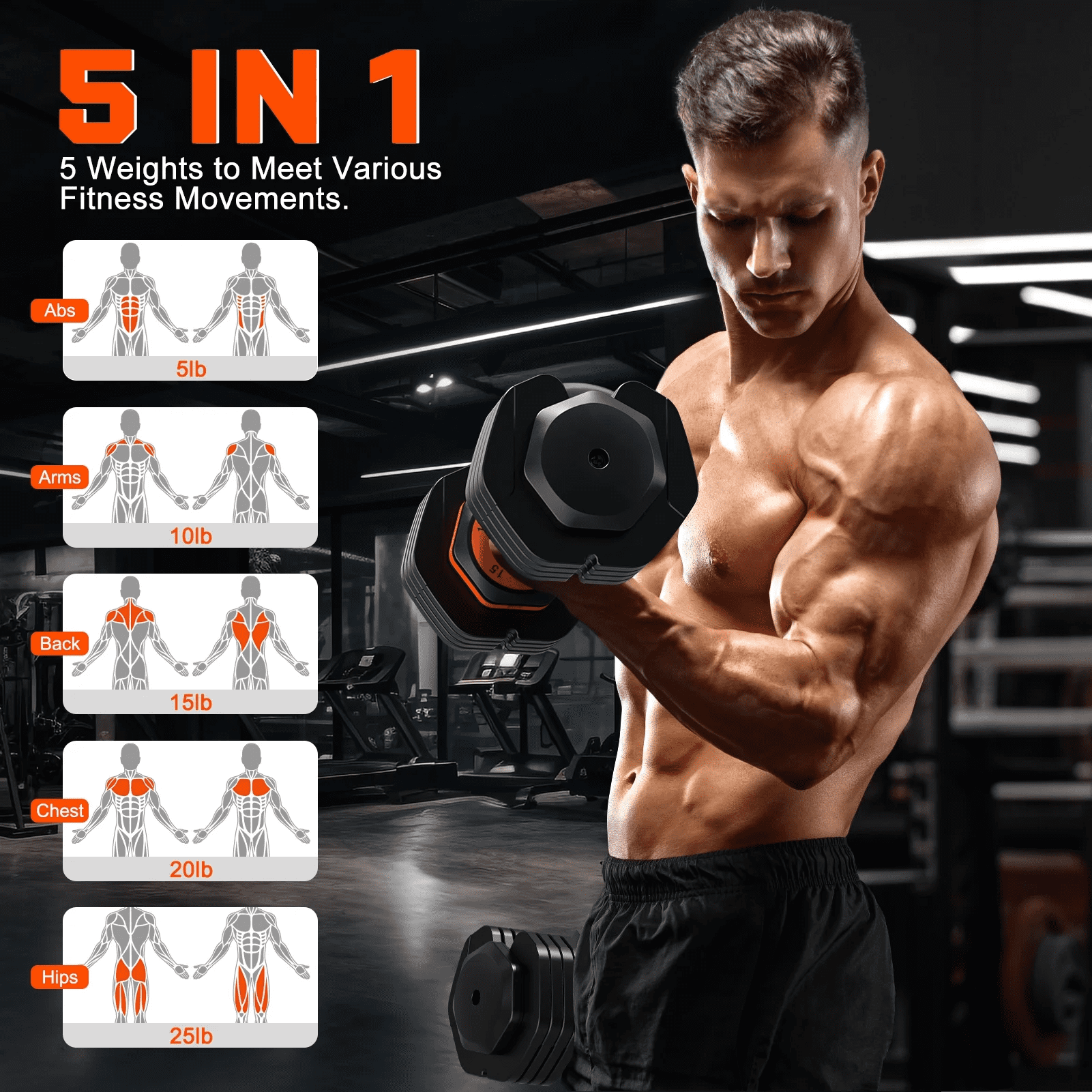 GIKPAL 7 Positions Foldable Adjustable Weight Bench Workout Bench with 50lb(25lb*2) Adjustable Dumbbell