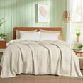thumbnail image 6 of PHF Cooling Waffle Blanket King Size, Lightweight 60% Rayon Derived from Bamboo for Hot Sleepers, Soft and Breathable for Bed Couch and Sofa, 104"x90", Linen, 6 of 7