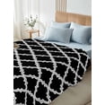 thumbnail image 4 of Modern Black Geometric King Size Flat Sheet, Wrinkleproof & Fadeproof Cooling Flat Bed Sheet Only, Abstract Art Morocco Aesthetic Breathable Soft Bedding Top Sheets 105 x 98 Inches, 4 of 8